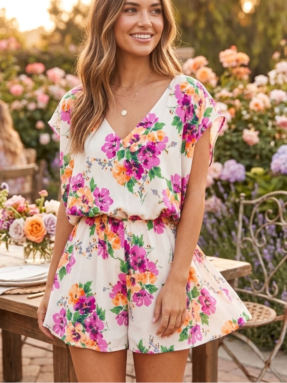 Show Me Your Mumu Rowdy Romper Pansy Party Floral Playsuit Size M